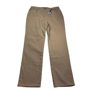 Gloria Vanderbilt Amanda Brown Khaki Jeans Womens Classic Fit Stretch 14 New